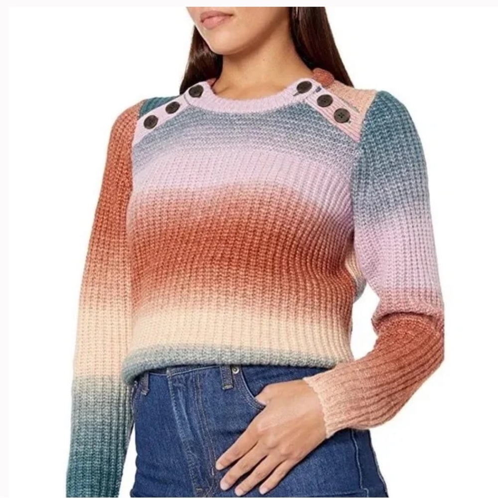 NEW Madewell Wool Alpaca Sweater Space-Dyed Button Shoulder Sweater Size Smalll
